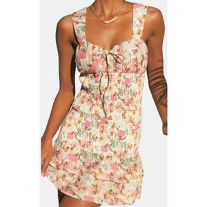 Runaway Acantha Floral Sweetheart Smocked Bodycon Mini Dress Size XL NWT